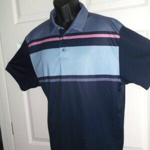 Pro Tour Coolplay Golf Polo Shirt ~ Men's XL ~ Blues with a Pink Stripe